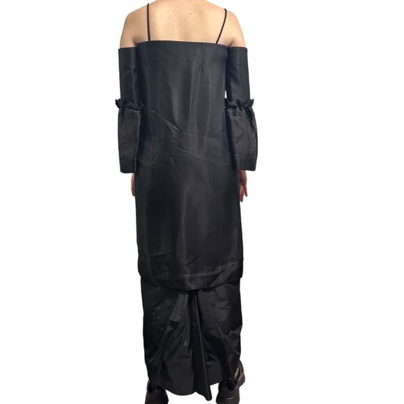 The Row Layered Midi Dress size 2 Black Puff Sleeves Ruffle SS14 RTW - Picture 16 of 16